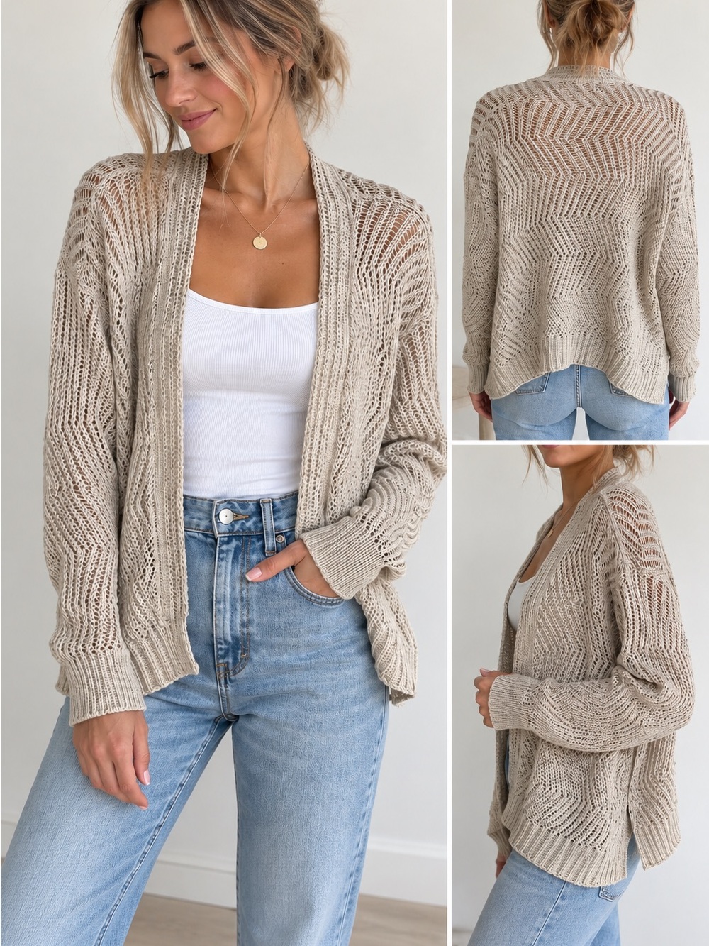 Banana Republic 100% Linen Open Knit Cardigan Sweater XL